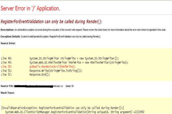 RegisterForEventValidation can only be called during Render hatasının çözümü